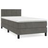vidaXL Κρεβάτι Boxspring με Στρώμα Σκούρο Γκρι 100x200 εκ. Βελούδινο