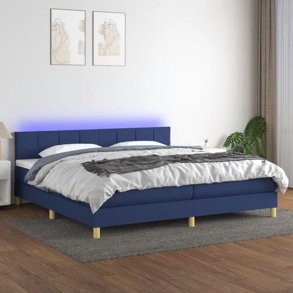 vidaXL &Kappa;&rho;&epsilon;&beta;ά&tau;&iota; Boxspring &mu;&epsilon; &Sigma;&tau;&rho;ώ&mu;&alpha; & LED &Mu;&pi;&lambda;&epsilon; 200x200 &epsilon;&kappa;. &Upsilon;&phi;&alpha;&sigma;&mu;ά&tau;&iota;&nu;&omicron;