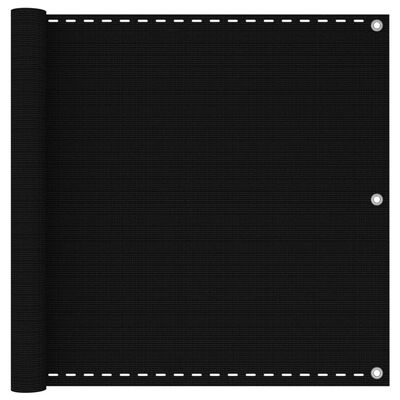 vidaXL Διαχωριστικό Βεράντας Μαύρο 90 x 500 εκ. από HDPE