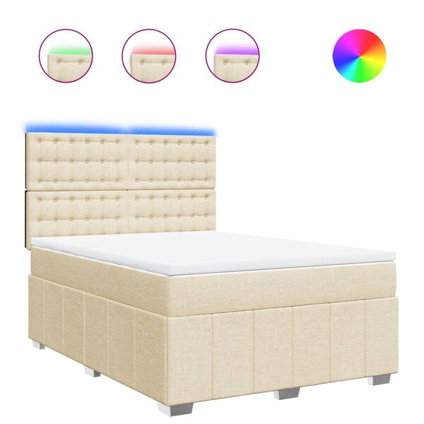 vidaXL &Kappa;&rho;&epsilon;&beta;ά&tau;&iota; Boxspring &mu;&epsilon; &Sigma;&tau;&rho;ώ&mu;&alpha; &Kappa;&rho;&epsilon;&mu; 140x200 &epsilon;&kappa;. &Upsilon;&phi;&alpha;&sigma;&mu;ά&tau;&iota;&nu;&omicron;