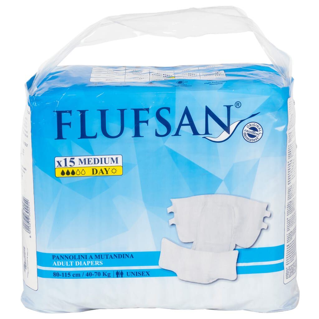 Flufsan Πάνες Ενηλίκων Μίας Χρήσης 15 Τεμ. Μέγεθος Μ