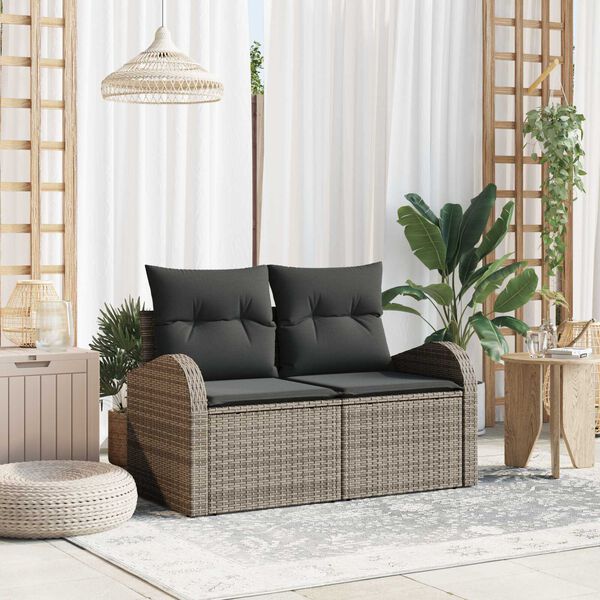 vidaXL Καναπές Κήπου με μαξιλάρι Γκρι 124 x 62 x 69cm συνθετικό ρατάν