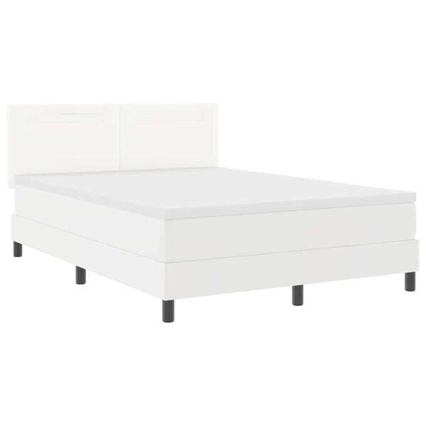 vidaXL Κρεβάτι με Στρώμα με στρώμα Λευκό 140 x 200 cm Τεχνητό δέρμα