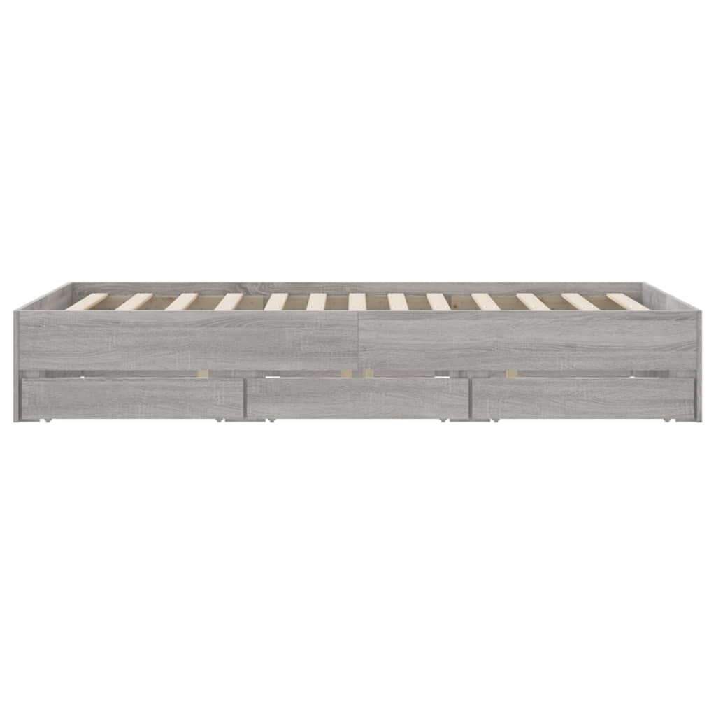 vidaXL Πλαίσιο Κρεβατιού με συρτάρια Γκρι sonoma 120x200εκ. Επεξ. Ξύλο