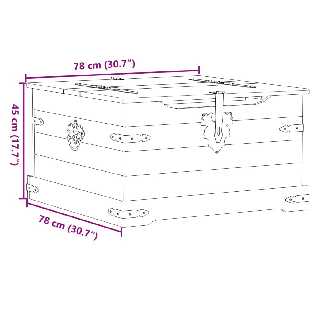 vidaXL Κουτί Αποθήκευσης Corona 78 x 78 x 45 εκ. από Μασίφ Ξύλο Πεύκου