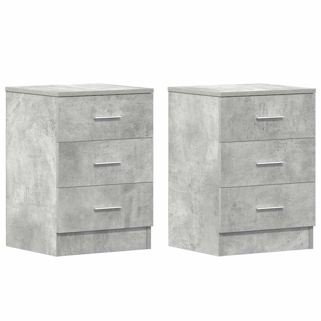 vidaXL Κομοδίνα 2 τεμ. Γκρι Σκυροδέματος 38x35x56 εκ. από Επεξ. Ξύλο