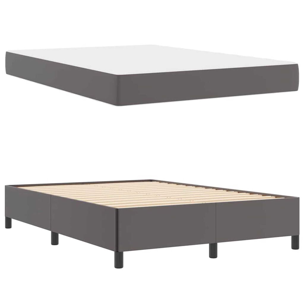 vidaXL Σκελετός κρεβατιού με στρώμα Γκρι 140 x 200 cm Τεχνητό δέρμα