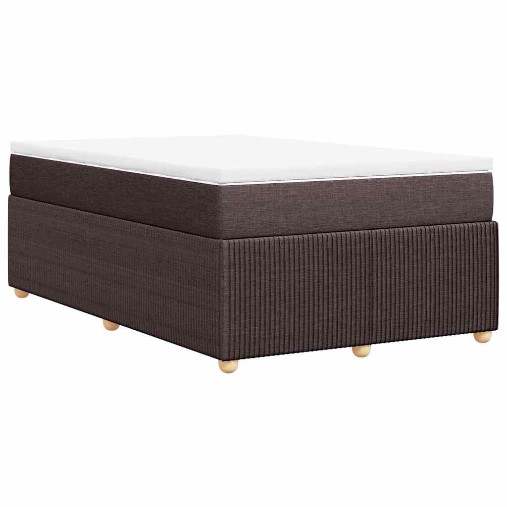 vidaXL Κρεβάτι Boxspring με Στρώμα Σκούρο Καφέ 120x200 εκ. Υφασμάτινο