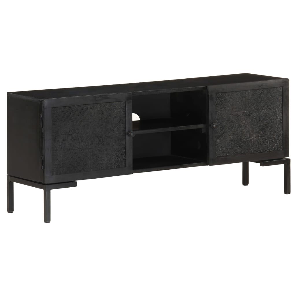 vidaXL Έπιπλο Τηλεόρασης Μαύρο 115 x 30 x 46 εκ. από Μασίφ Ξύλο Μάνγκο