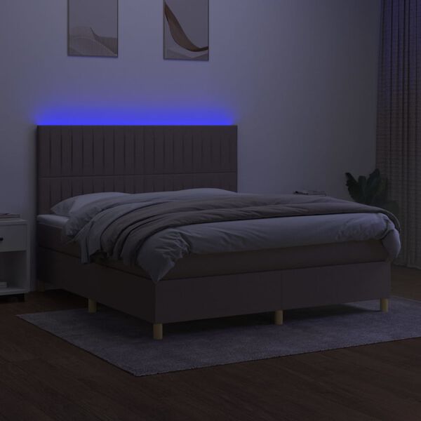 vidaXL &Kappa;&rho;&epsilon;&beta;ά&tau;&iota; Boxspring &mu;&epsilon; &Sigma;&tau;&rho;ώ&mu;&alpha; & LED Taupe 160x200 &epsilon;&kappa;. &Upsilon;&phi;&alpha;&sigma;&mu;ά&tau;&iota;&nu;&omicron;
