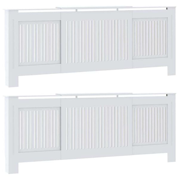 vidaXL Κάλυμμα Καλοριφέρ 2 pcs Λευκό 205x20.5x81.5cm Μηχανικά ξύλο