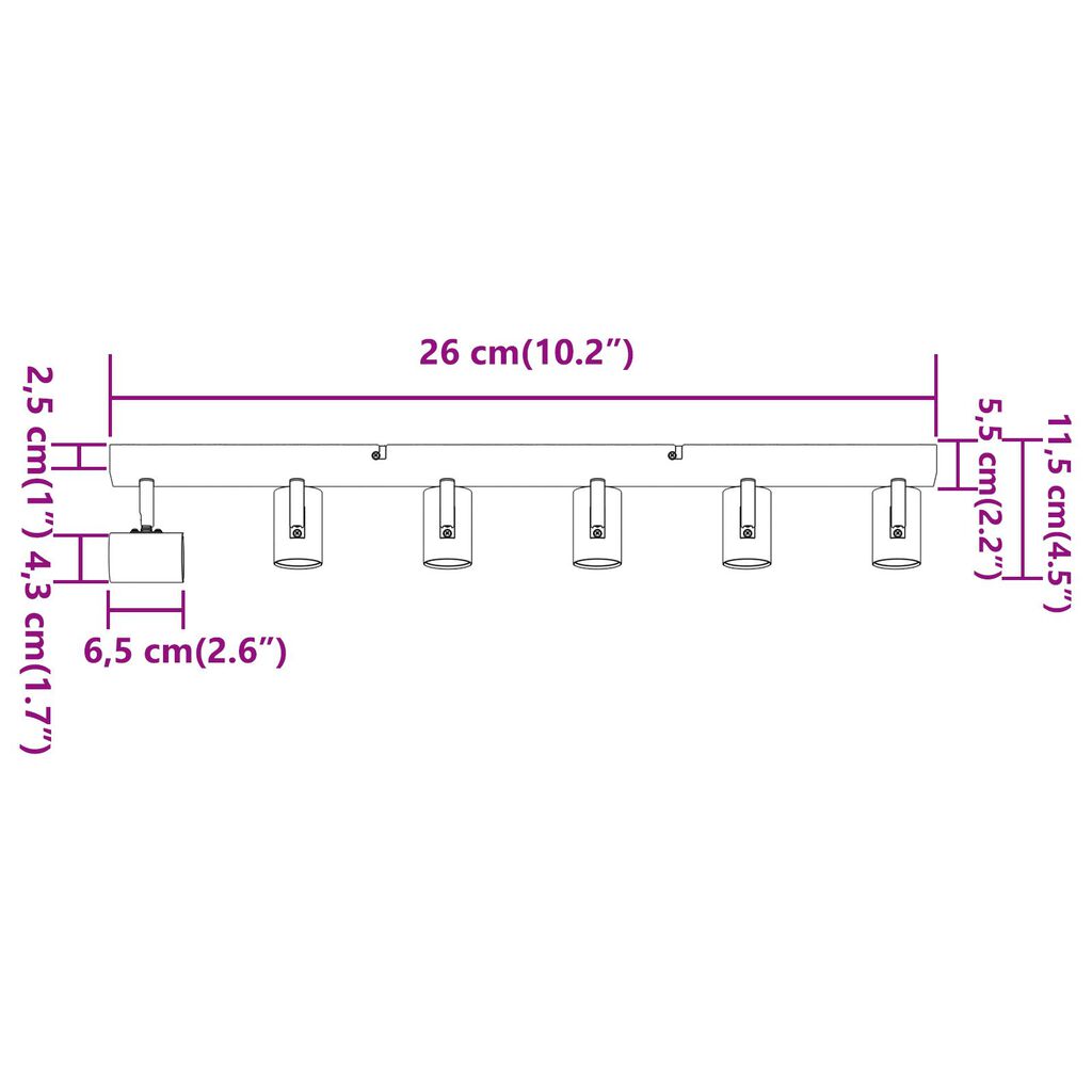 vidaXL Προβολέας οροφής 6 Way Adjustable Λευκό E27