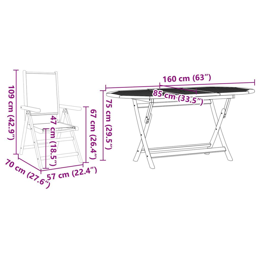 vidaXL Σέτ φαγητού για κήπο 7 pcs Μπλε και λευκό Μασίφ ξύλο ακακίας