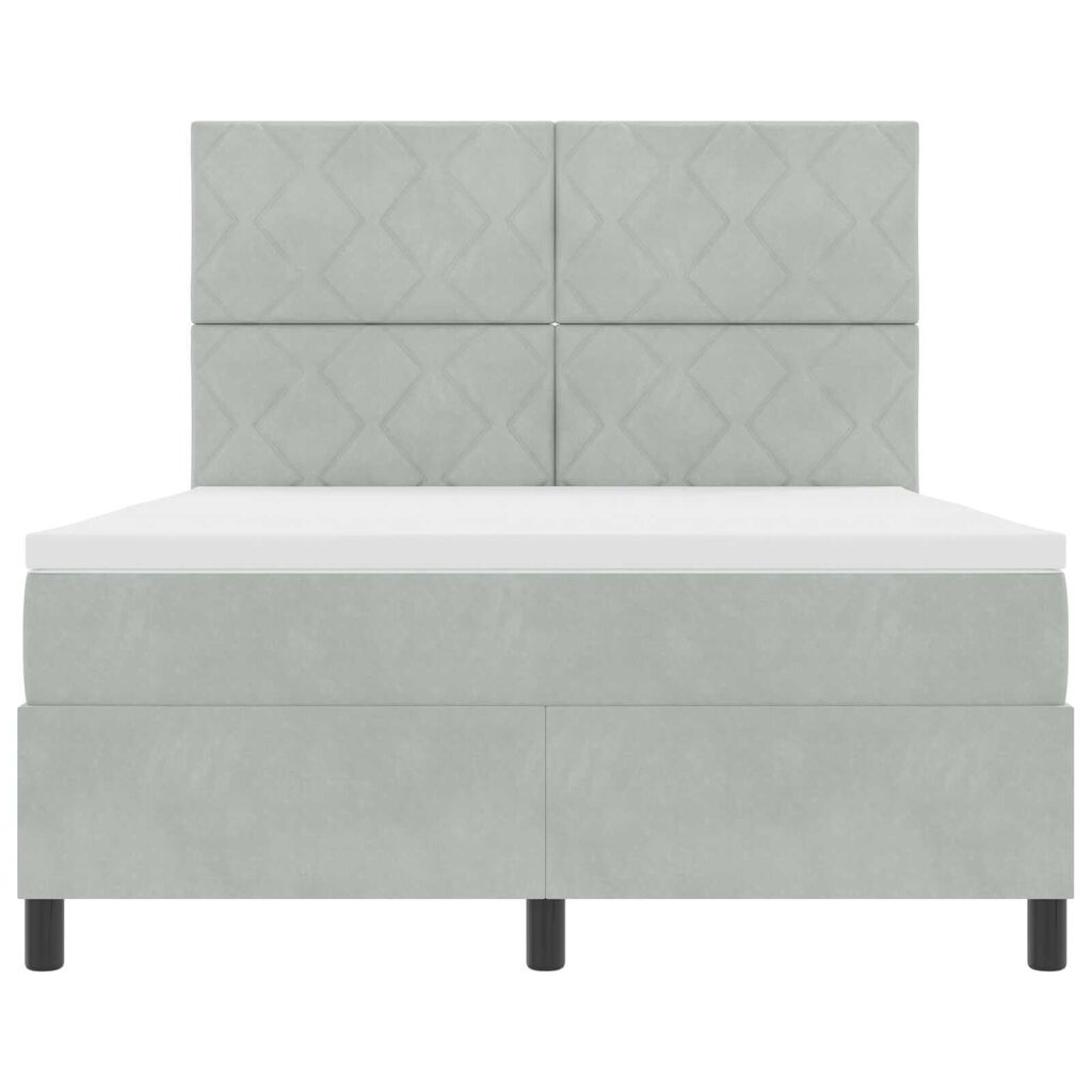 Κρεβάτι με Στρώμα & LED Light Grey 140x190 cm Βελούδο