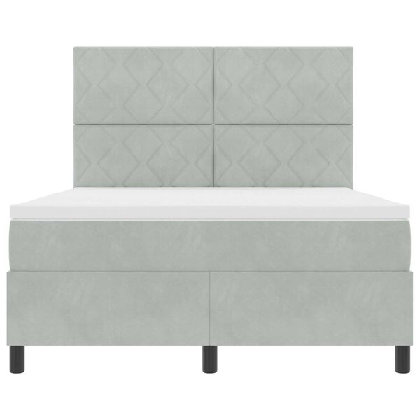 Κρεβάτι με Στρώμα & LED Light Grey 140x190 cm Βελούδο