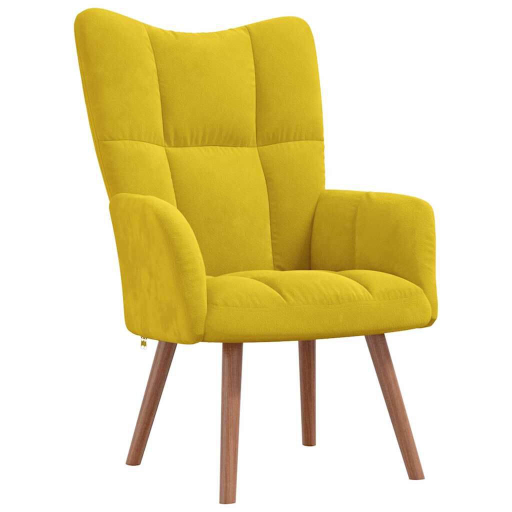 vidaXL Πολυθρόνα Relax Κίτρινη Μουσταρδί Βελούδινη με Σκαμπό