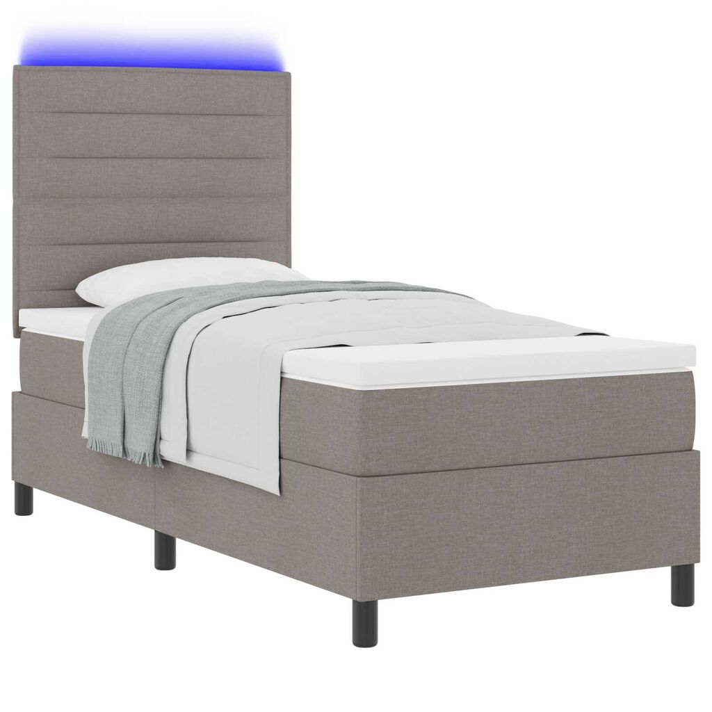 vidaXL Κρεβάτι με ελατήρια και στρώμα & LED σε Ταουπέ, 90 x 190 εκ. Υφάσματος