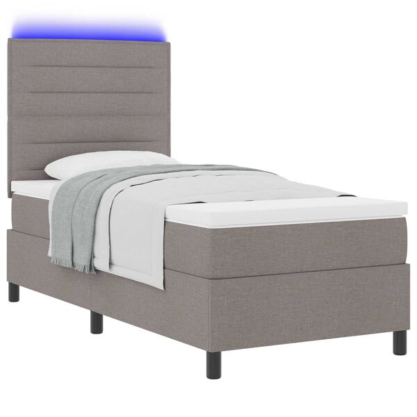 vidaXL Κρεβάτι με ελατήρια και στρώμα & LED σε Ταουπέ, 90 x 190 εκ. Υφάσματος