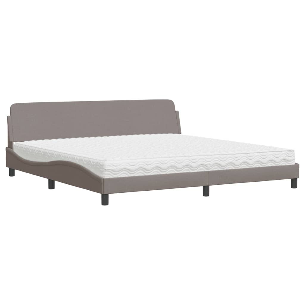 vidaXL Κρεβάτι με Στρώμα Taupe 200x200 εκ. Υφασμάτινο