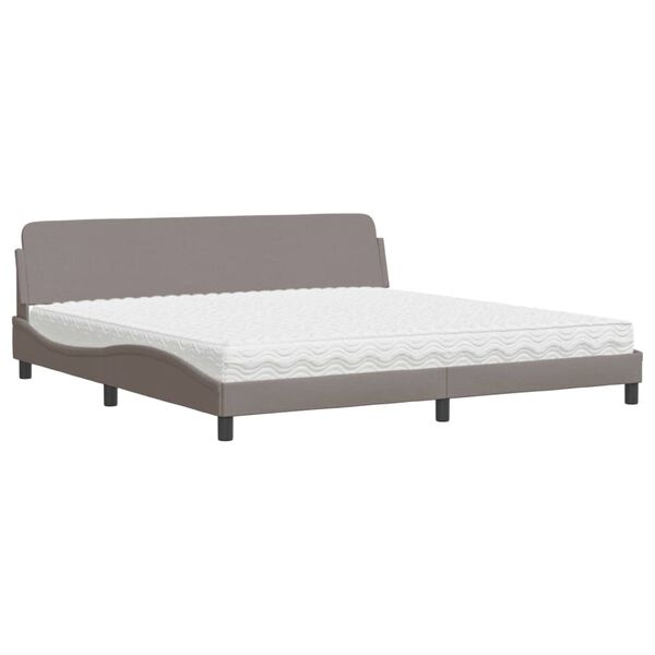 vidaXL Κρεβάτι με Στρώμα Taupe 200x200 εκ. Υφασμάτινο
