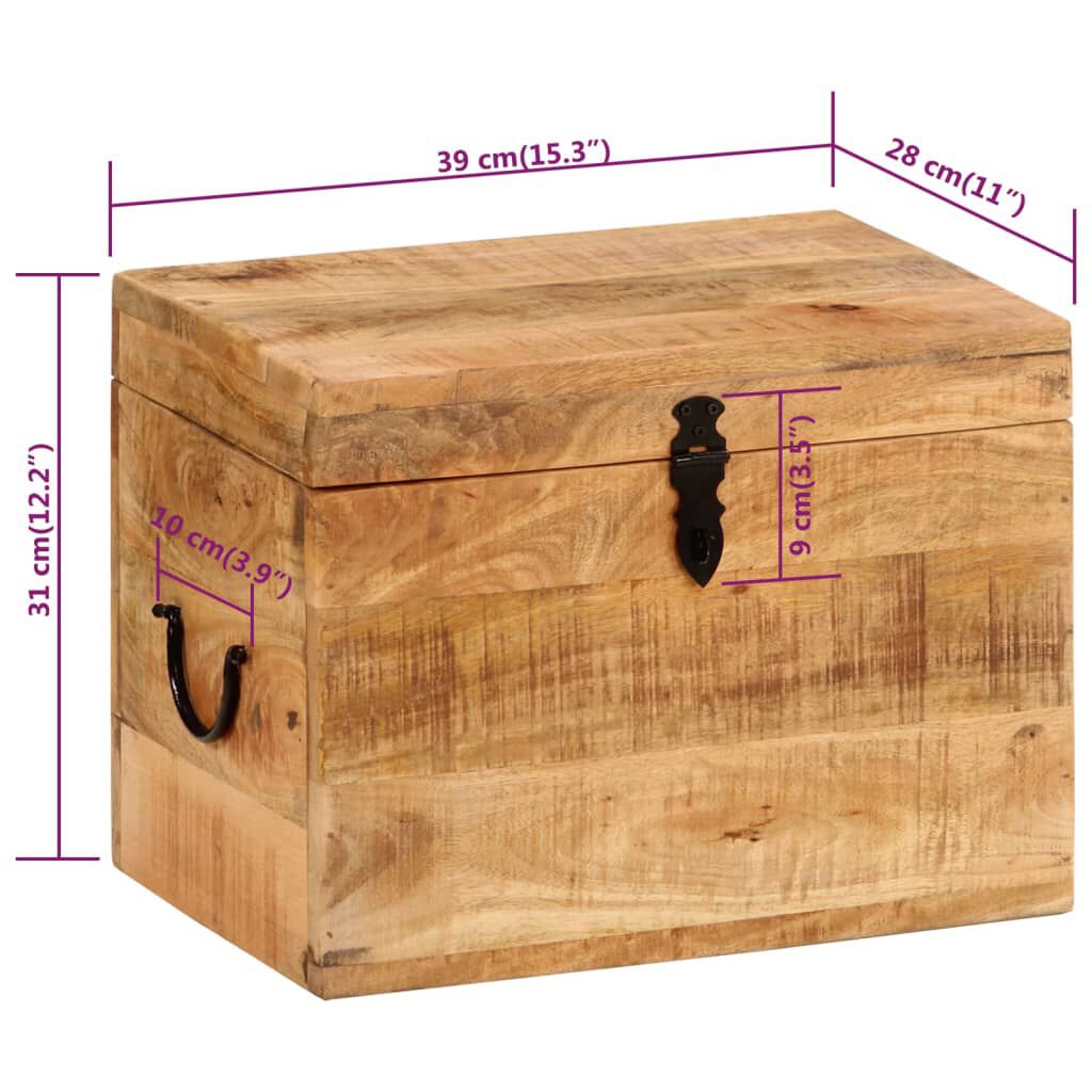 vidaXL Μπαούλο Αποθήκευσης 39 x 28 x 31 εκ. από Μασίφ Ξύλο Μάνγκο
