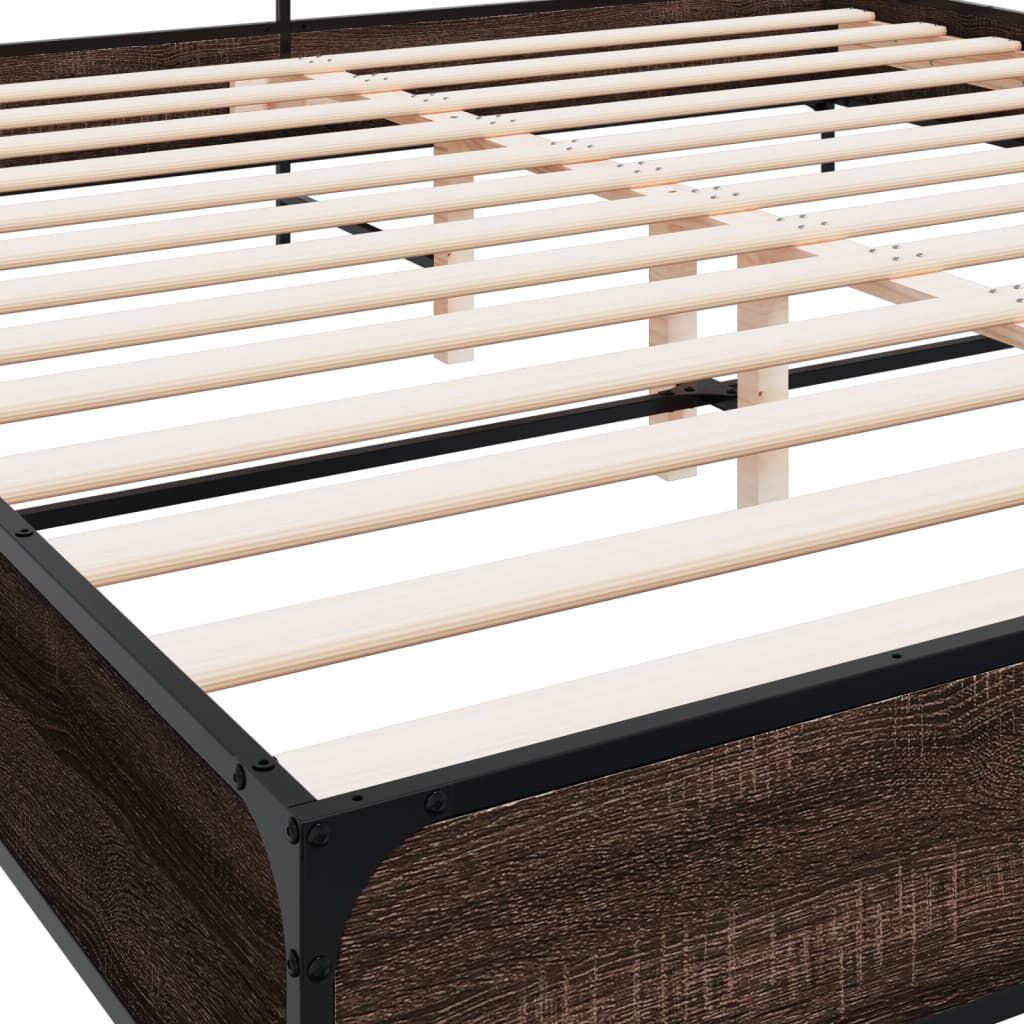 vidaXL Πλαίσιο Κρεβατιού Καφέ Δρυς 180x200 εκ. Επεξ. Ξύλο & Μέταλλο