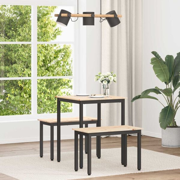 vidaXL Τραπεζαρία Φυσικό 80 x 80 x 75 cm Στερεά ξυλεία πεύκου