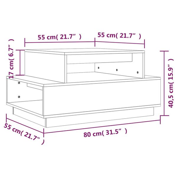 vidaXL Τραπεζάκι Σαλονιού 80 x 55 x 40,5 εκ. από Μασίφ Ξύλο Πεύκου