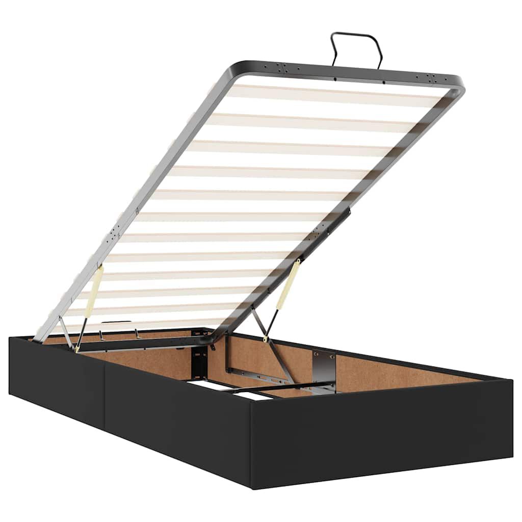 vidaXL Οθωμανικό κρεβάτι με στρώματα Μαύρο 160x200cm Συνθετικό δέρμα