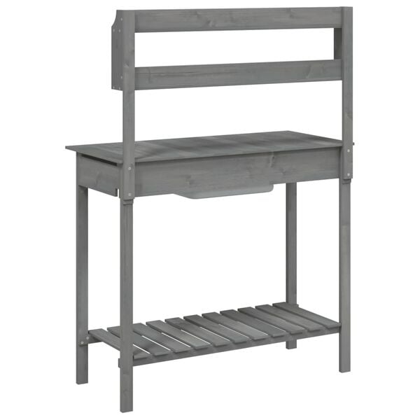 vidaXL Τραπέζι για Γλάστρες+Νεροχύτη Γκρι 147,5x44x139,5εκ Μασίφ Ελάτη