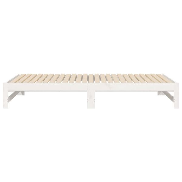 vidaXL Καναπές Κρεβάτι Συρόμενος Λευκός 2x(100x200) εκ. Μασίφ Πεύκο