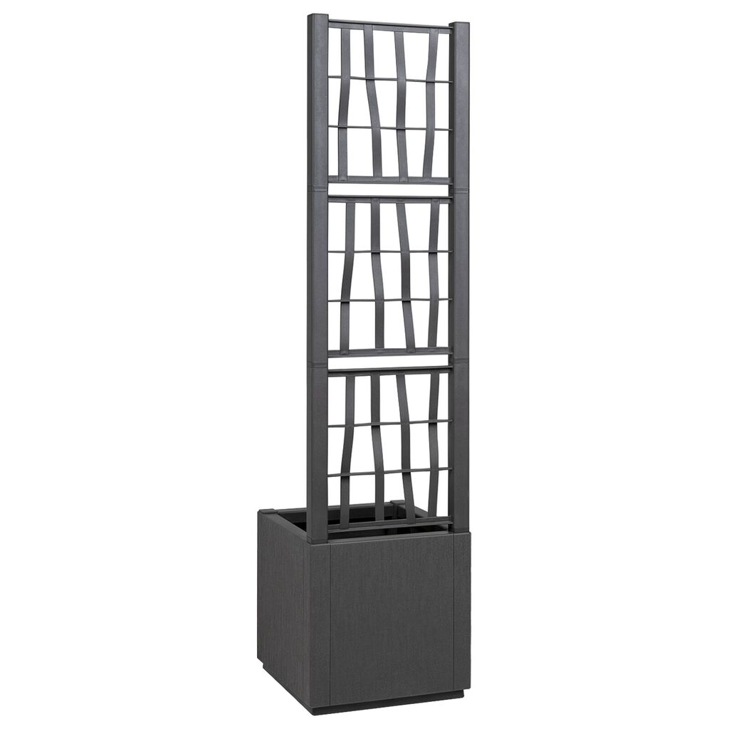 vidaXL Σκούρα Γκρι Γλάστρα Κήπου με Πλέγμα - 36x36x140 εκ