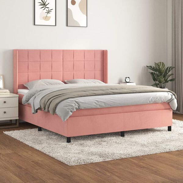 vidaXL &Kappa;&rho;&epsilon;&beta;ά&tau;&iota; Boxspring &mu;&epsilon; &Sigma;&tau;&rho;ώ&mu;&alpha; &Rho;&omicron;&zeta; 180x200 &epsilon;&kappa;. &Beta;&epsilon;&lambda;&omicron;ύ&delta;&iota;&nu;&omicron;