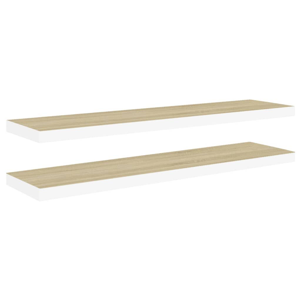 vidaXL Ράφια Τοίχου 2 τεμ. Δρυς/Λευκό 120x23,5x3,8 εκ. MDF