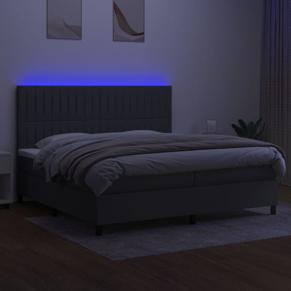 vidaXL &Kappa;&rho;&epsilon;&beta;ά&tau;&iota; Boxspring &mu;&epsilon; &Sigma;&tau;&rho;ώ&mu;&alpha; & LED &Sigma;&kappa;.&Gamma;&kappa;&rho;&iota; 200x200&epsilon;&kappa;. &Upsilon;&phi;&alpha;&sigma;&mu;ά&tau;&iota;&nu;&omicron;