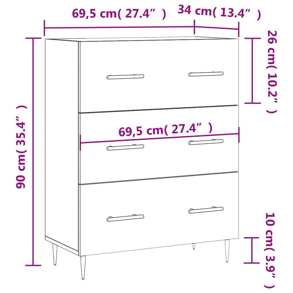 vidaXL Ντουλάπι Γκρι Σκυροδέματος 69,5x34x90 εκ. Επεξεργασμένο Ξύλο