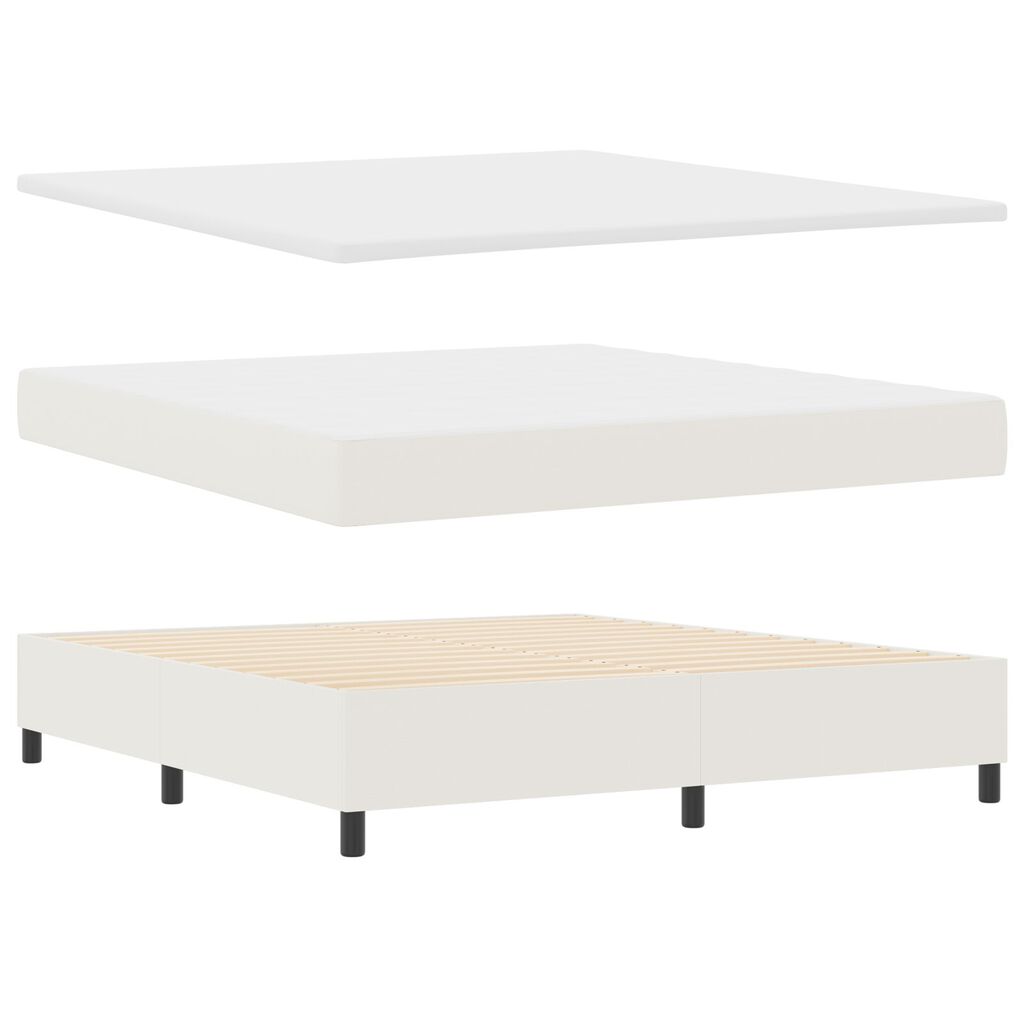 vidaXL Κρεβάτι Box Spring με Στρώμα & LED Κρεμ Υφάσματος Κόρντουρα