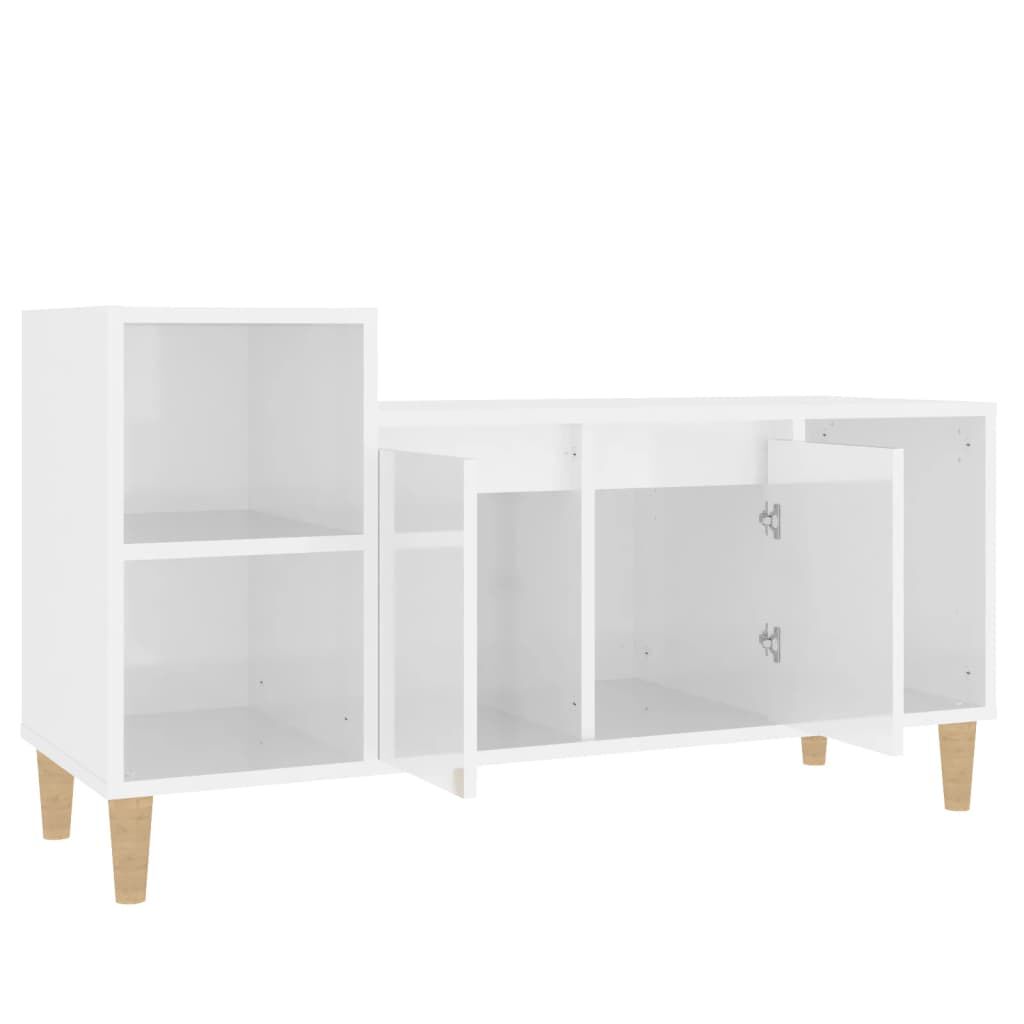 vidaXL Έπιπλο Τηλεόρασης Γυαλ. Λευκό 100x35x55 εκ. Επεξεργασμένο Ξύλο