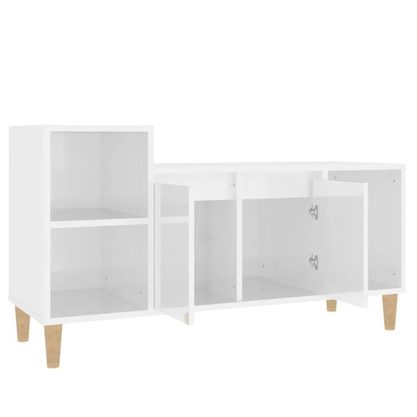 vidaXL Έπιπλο Τηλεόρασης Γυαλ. Λευκό 100x35x55 εκ. Επεξεργασμένο Ξύλο