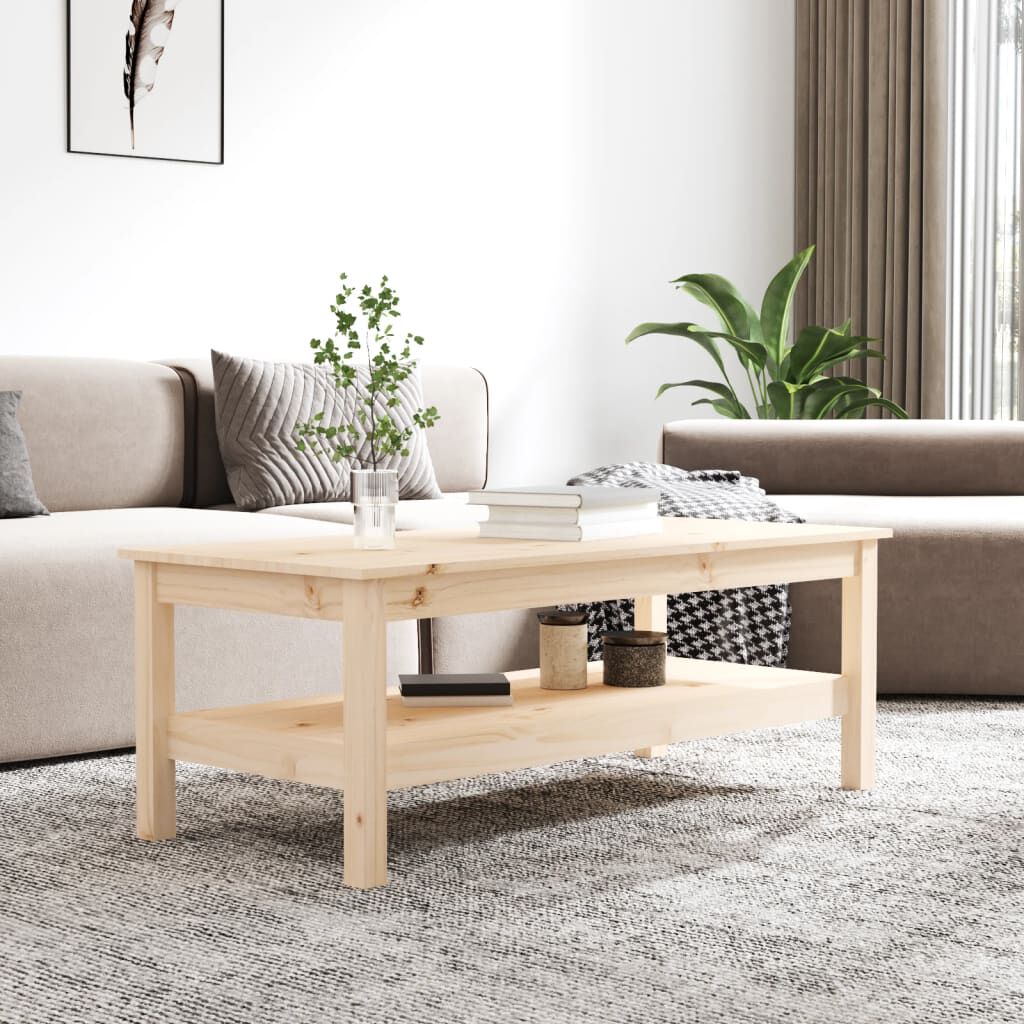 vidaXL Τραπεζάκι Σαλονιού Γκρι 110x50x40 εκ. από Μασίφ Ξύλο Πεύκου