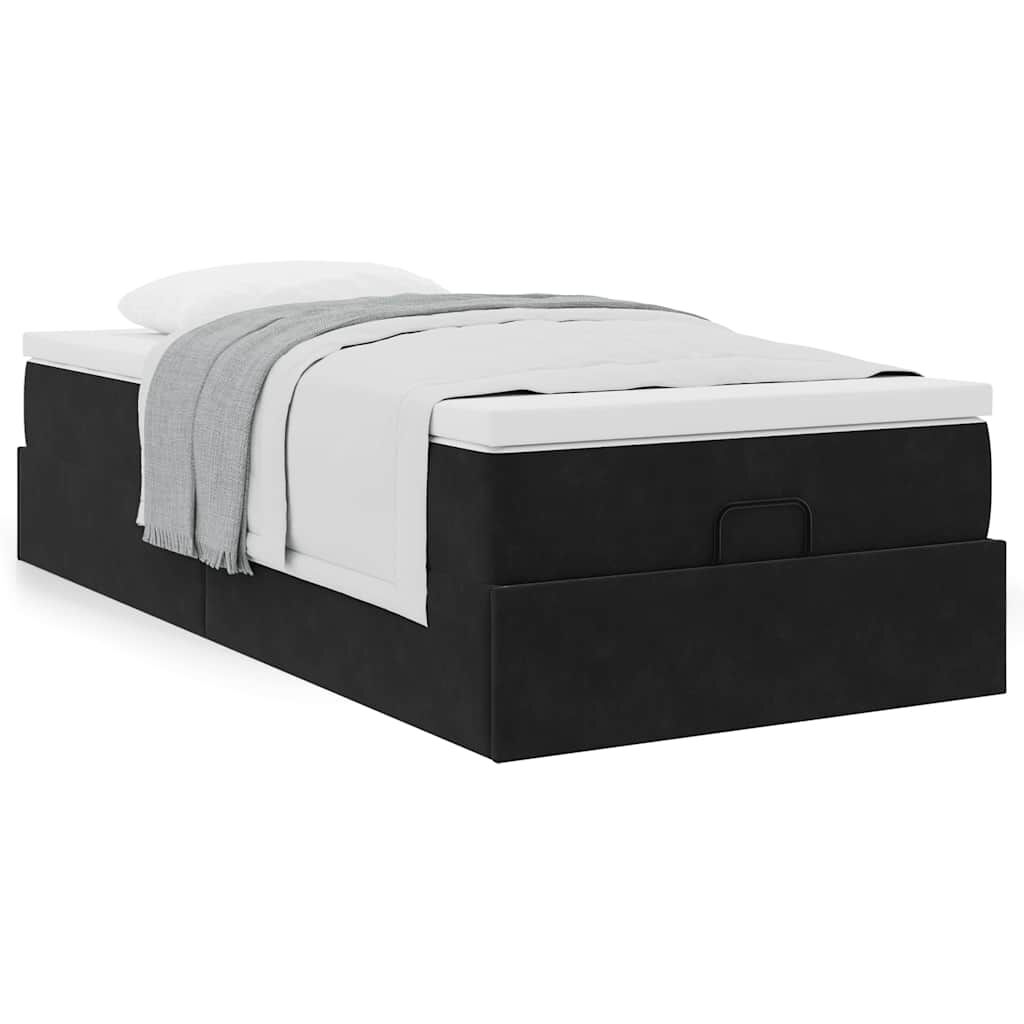 vidaXL Οθωμανικό κρεβάτι με στρώμα Μαύρο 100x200cm Velvet