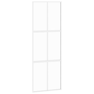 vidaXL Συρόμενη Πόρτα Λευκή 76 x 205 εκ. από Ψημένο Γυαλί / Αλουμίνιο