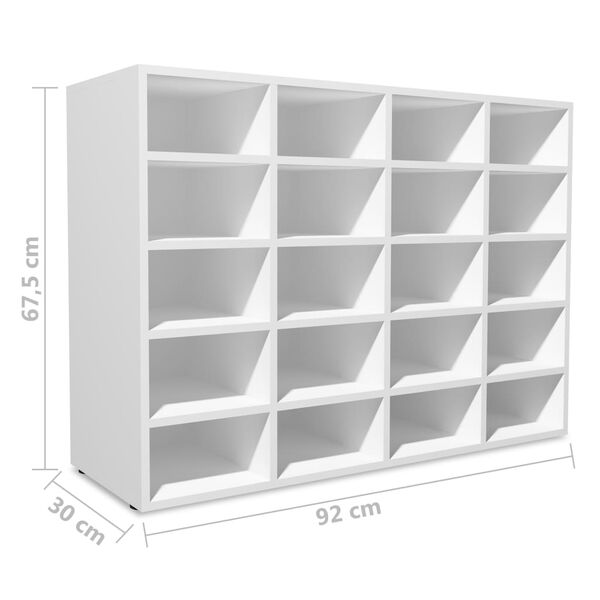 vidaXL Ραφιέρα Παπουτσιών Λευκή 92x30x67,5 εκ. από Επεξ. Ξύλο