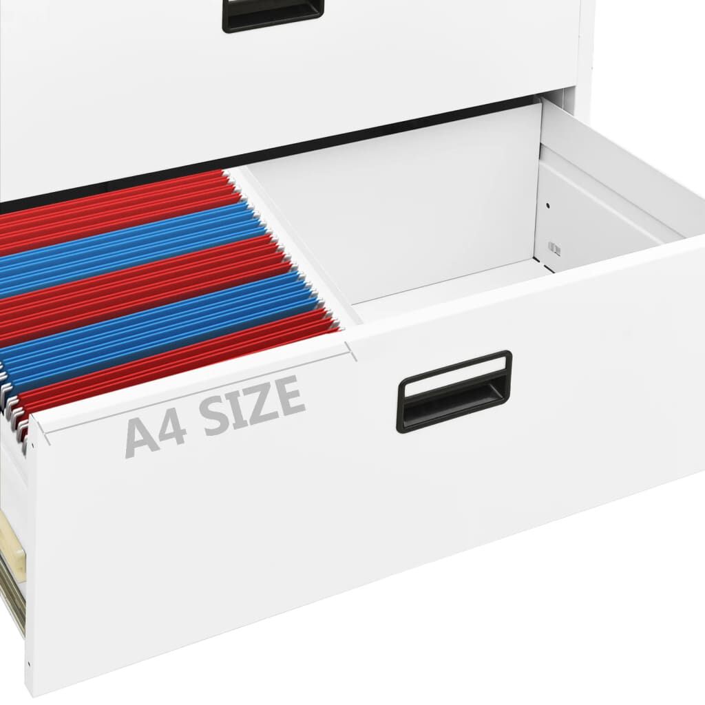 vidaXL Αρχειοθήκη Λευκή 90 x 46 x 72,5 εκ. από Ατσάλι