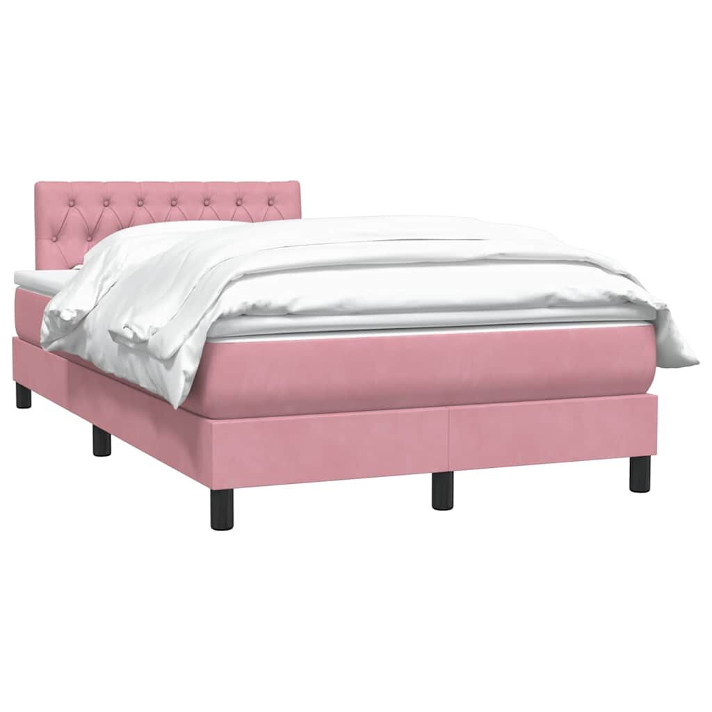 vidaXL Box Spring κρεβάτι με στρώμα ροζ 120x220 cm Βελούδινο