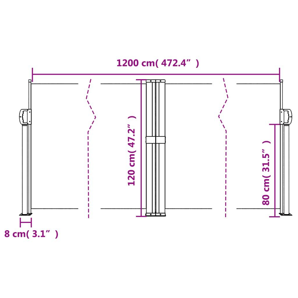vidaXL Σκίαστρο Πλαϊνό Συρόμενο Τερακότα 120 x 1200 εκ.