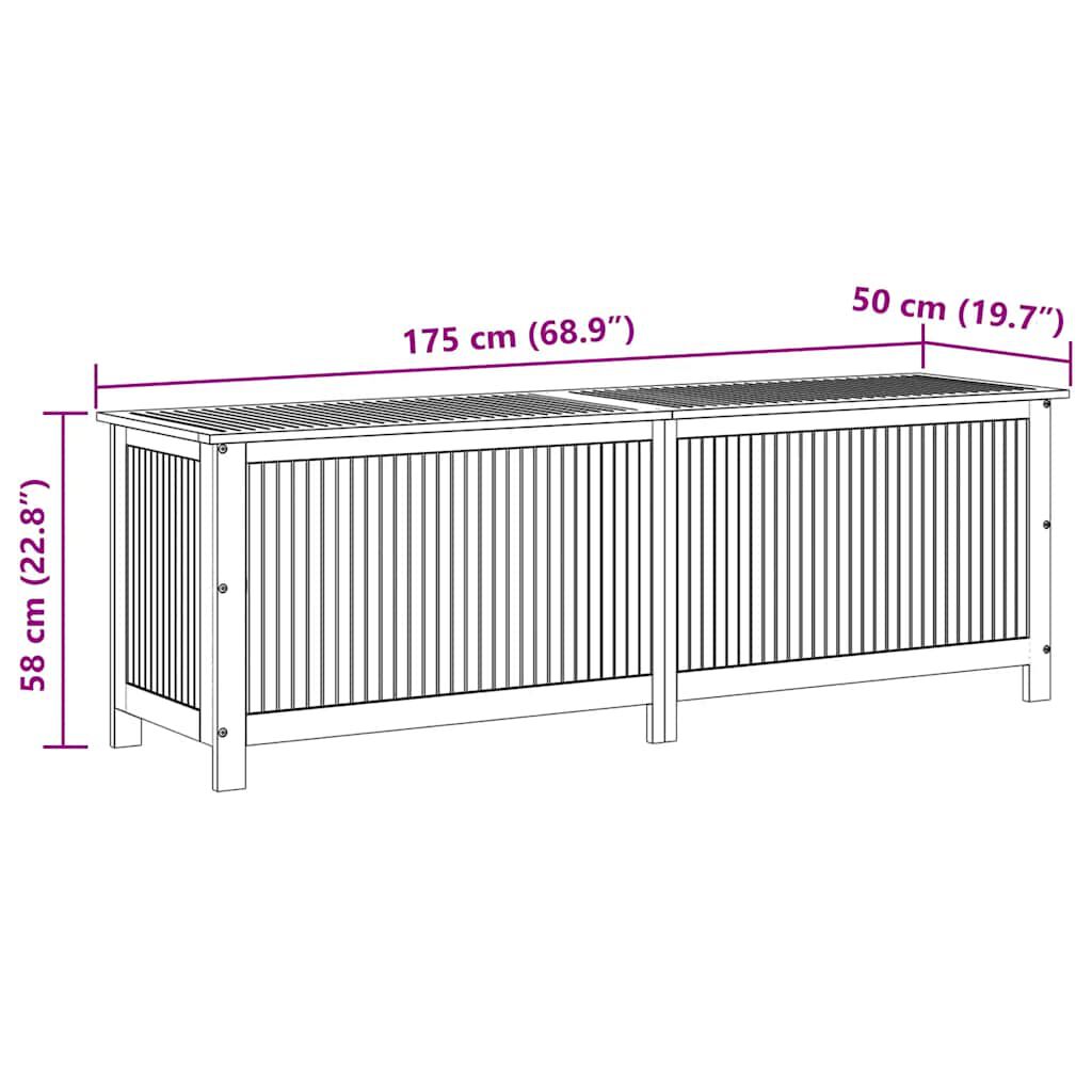 vidaXL Μπαούλο Αποθήκευσης Κήπου 175x50x58 εκ. από Μασίφ Ξύλο Ακακίας