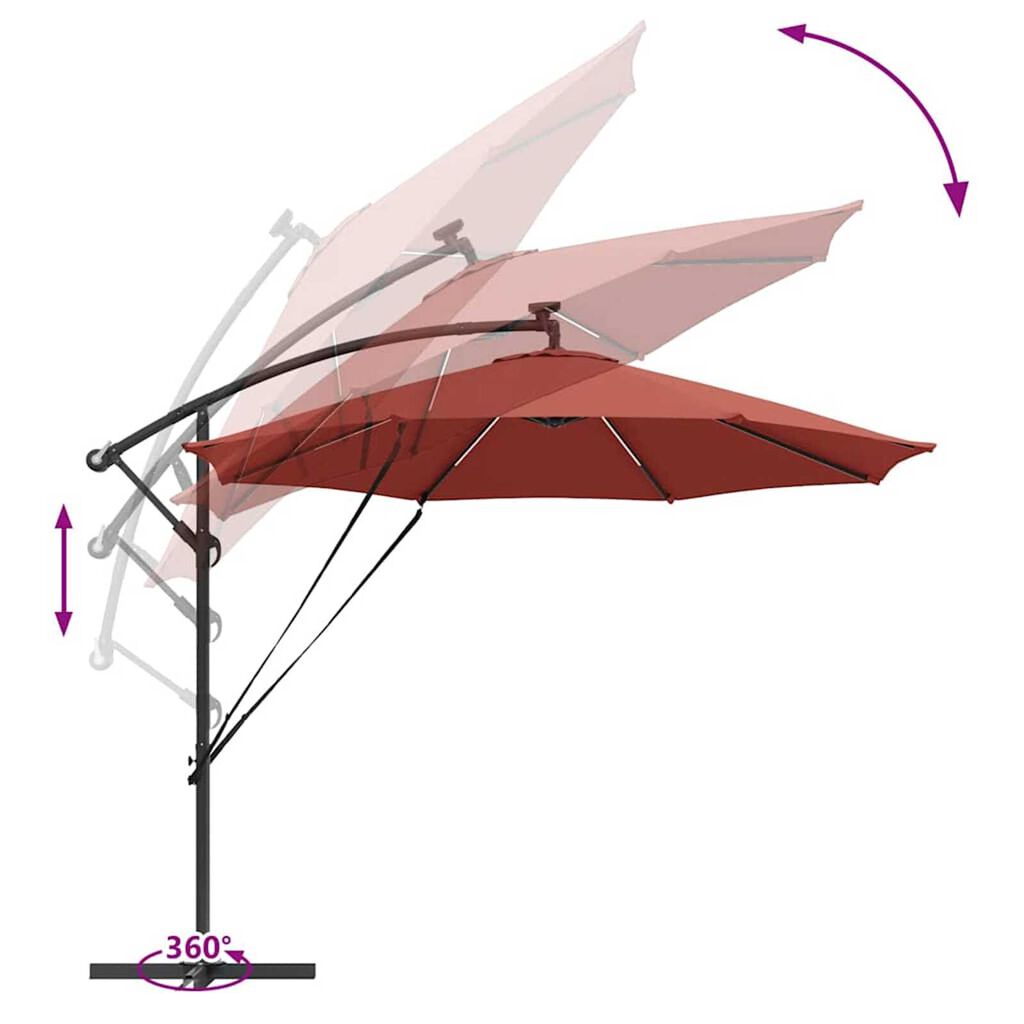 vidaXL Ομπρέλα Cantilever Banana Τερακότα 294 x 294 x 248 cm