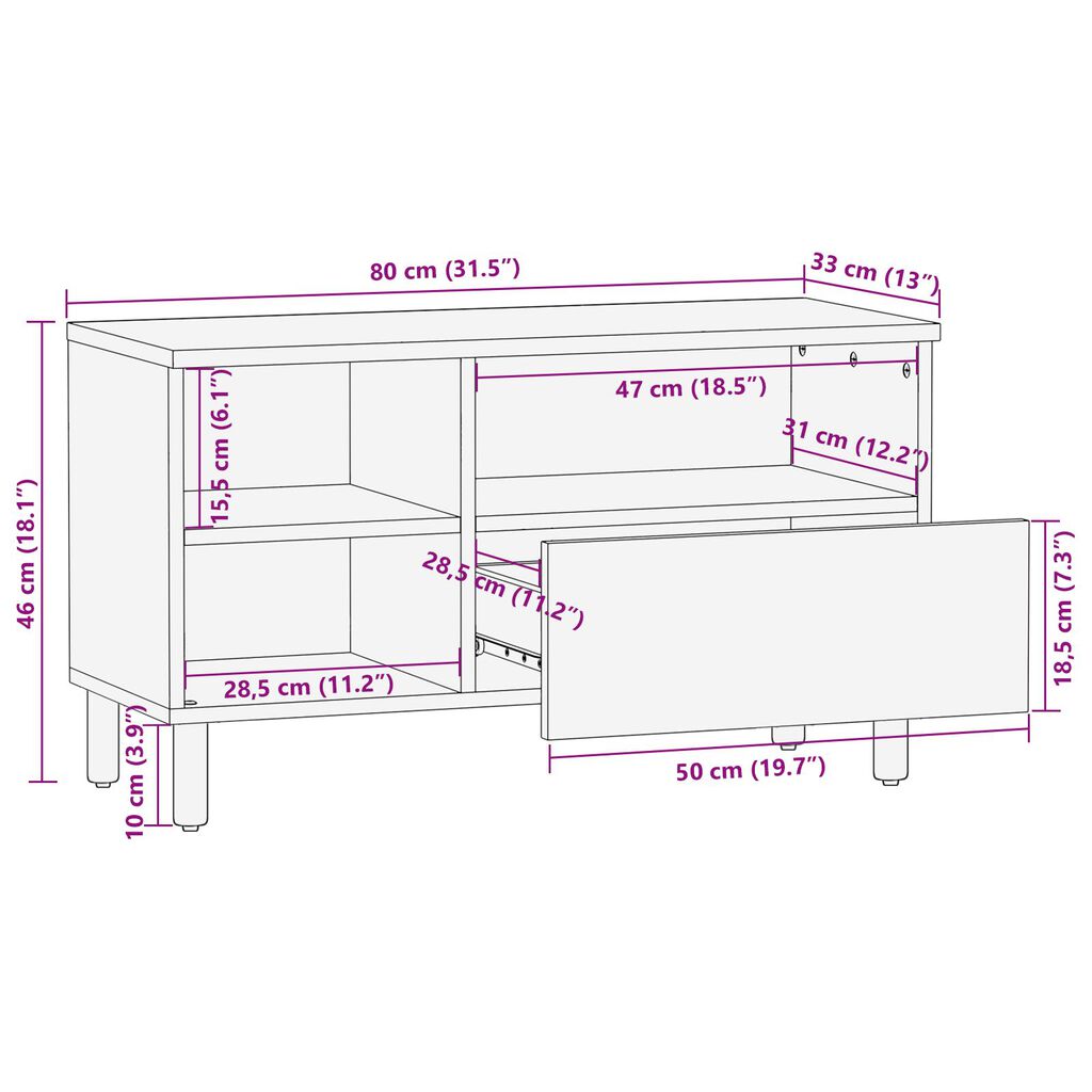 vidaXL Καναπές τηλεόρασης 80x33,5x46 εκ. Μασίφ ξύλο ακακίας