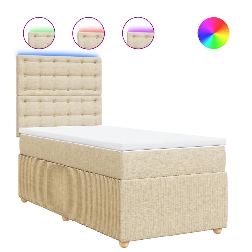 vidaXL Κρεβάτι Boxspring με Στρώμα Κρεμ 80 x 200 εκ. Υφασμάτινο
